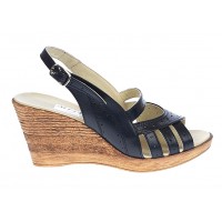 Sandale dama de vara cu platforme de 7 cm, din piele naturala, neagra, S64NBOX